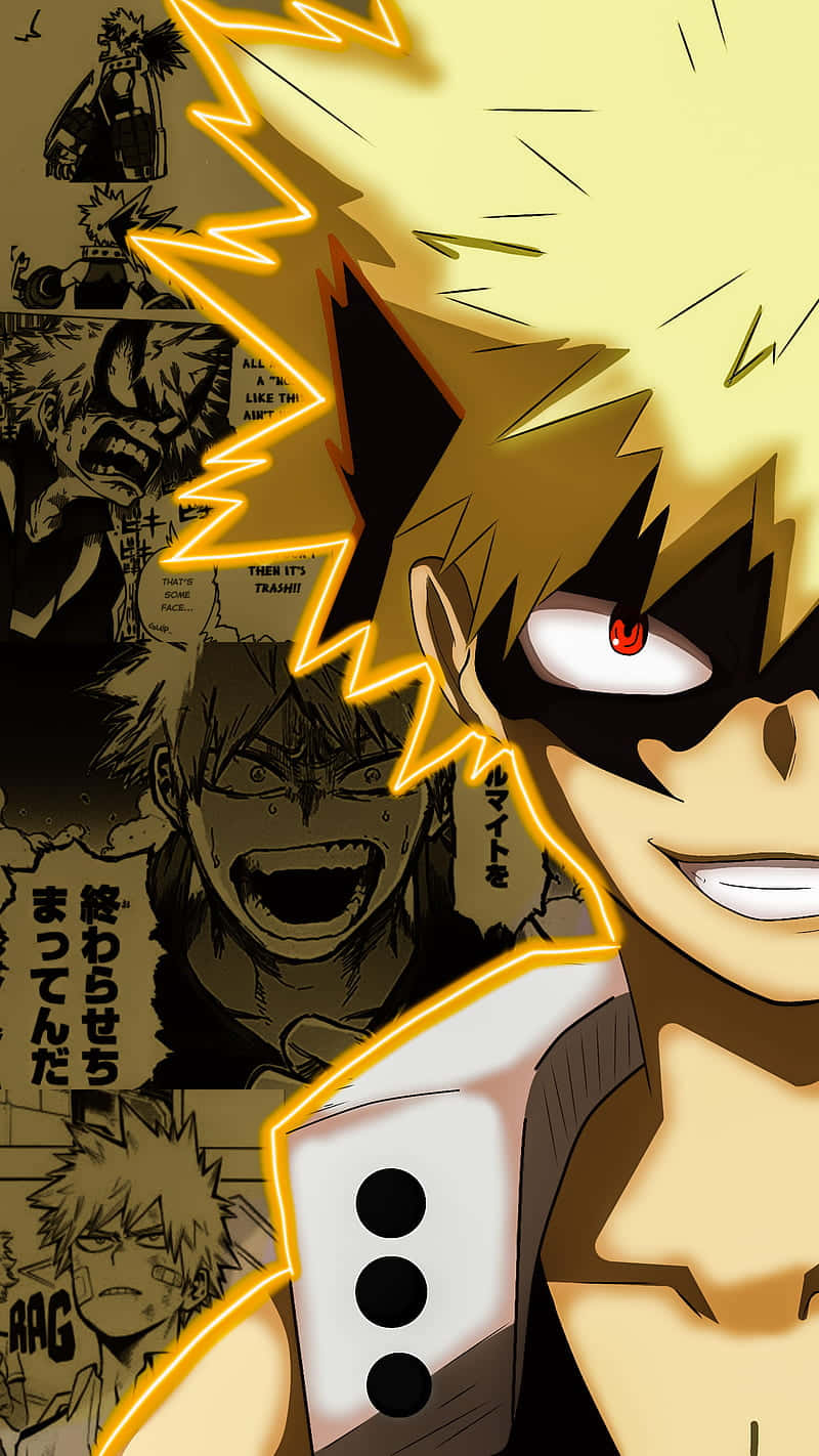 Bakugo Phone, anime character, spiky blonde hair, HD Phone Wallpaper