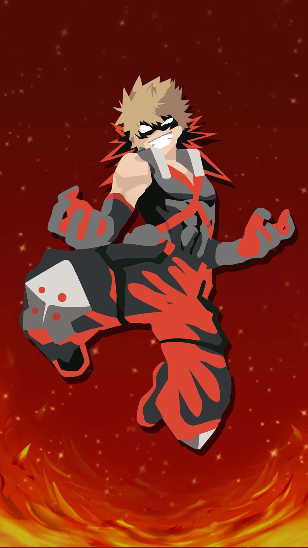 Bakugo Phone, red outfit, spiky blonde hair, Full HD Phone Wallpaper