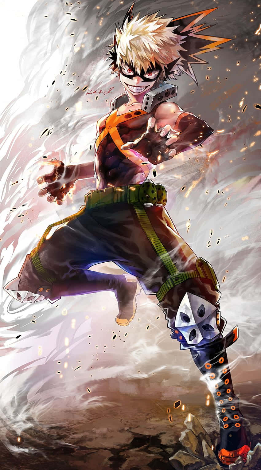 Bakugo Phone, anime style, spiky blonde hair, HD Phone Wallpaper