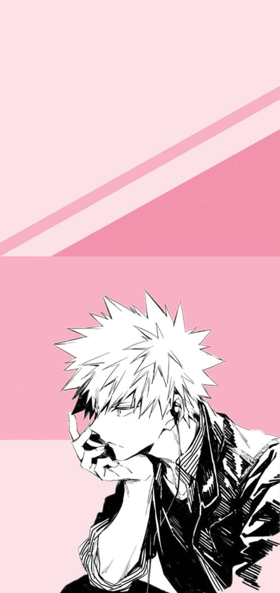 Bakugo Phone, black and white anime character, spiky hair, Full HD Phone Wallpaper
