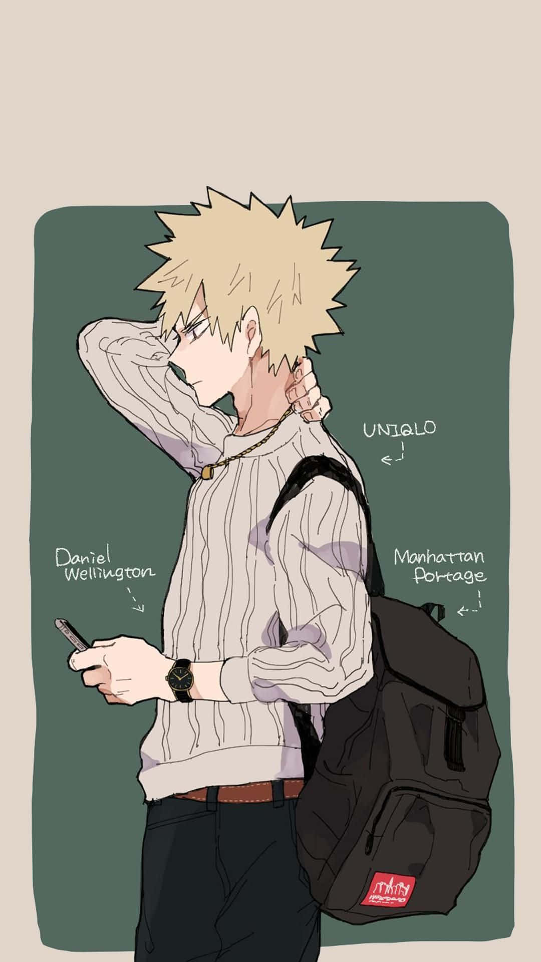 Bakugo, spiky blonde hair, glasses, Full HD Phone Wallpaper