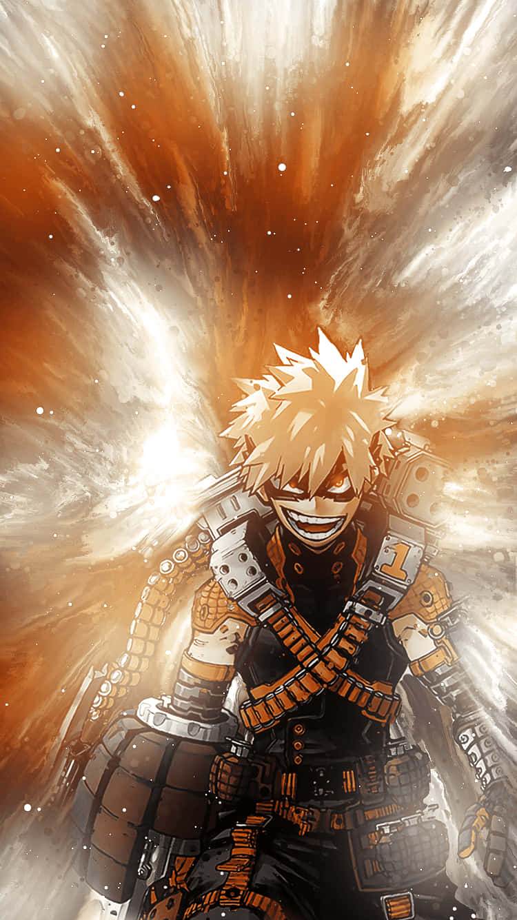 Bakugo Phone, spiky-haired anime hero, tactical gear, HD Phone Wallpaper