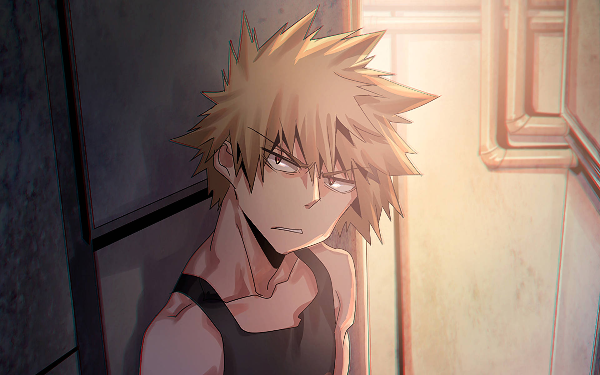 Bakugo, spiky-haired anime boy, stern expression, Full HD Desktop Wallpaper