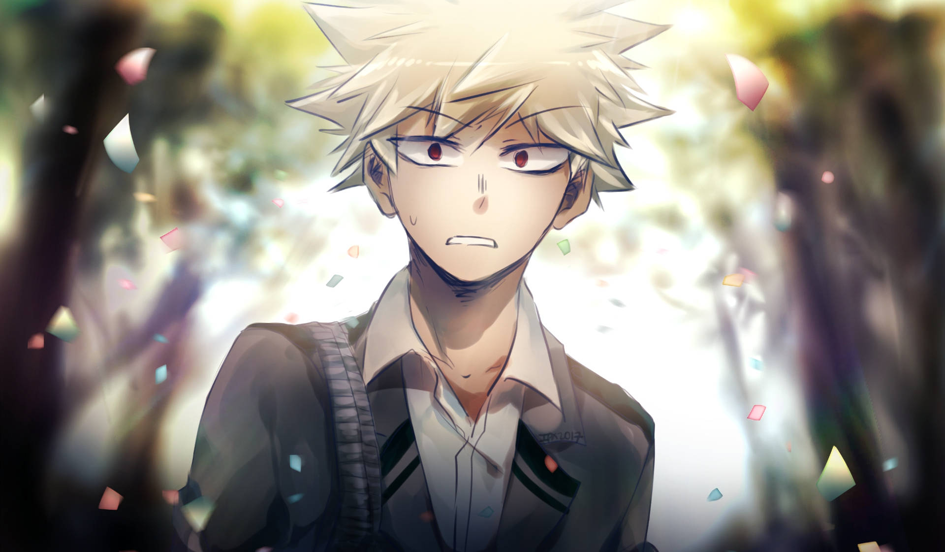 Bakugo, shoujo artwork, spiky blonde hair, Full HD Desktop Wallpaper