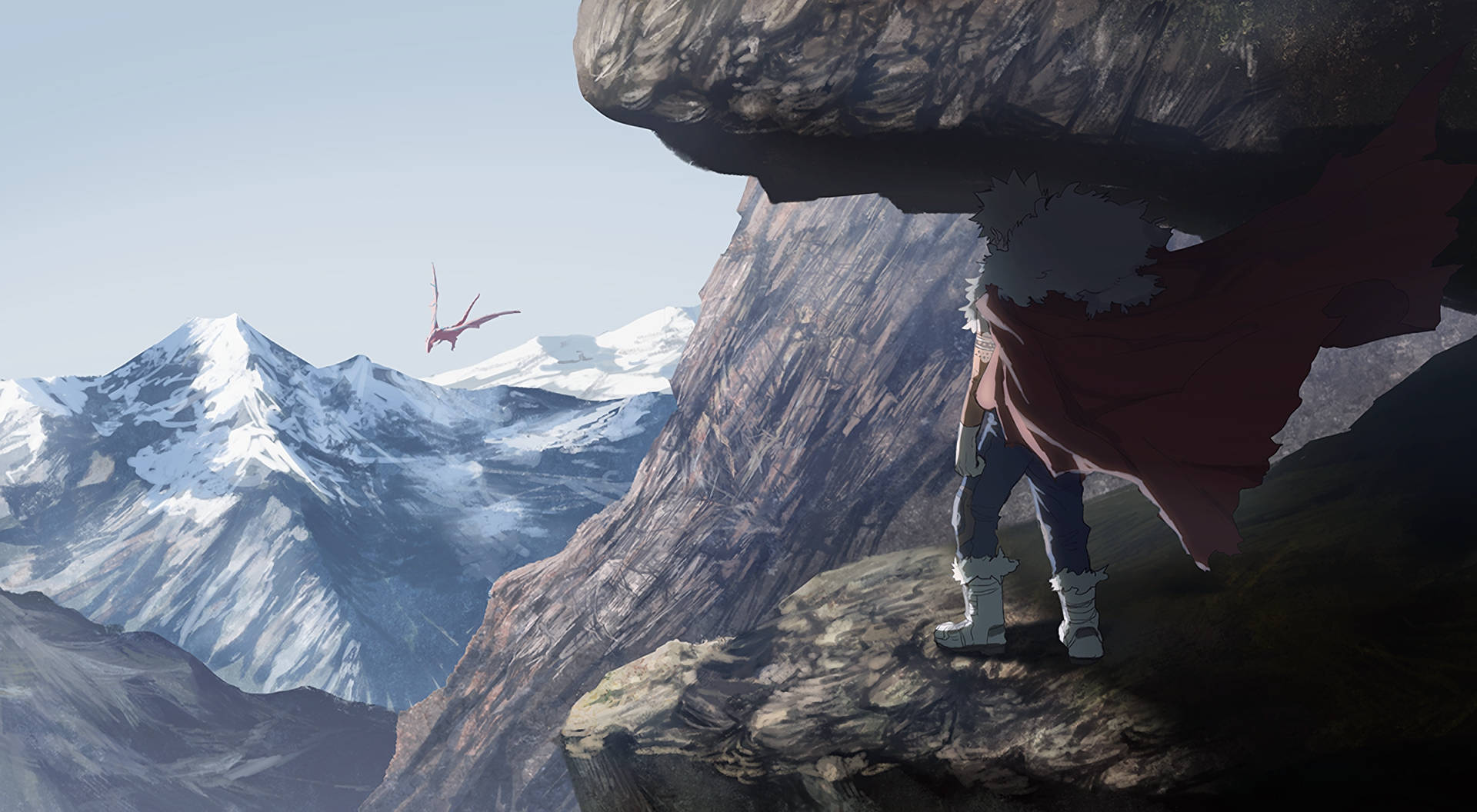 Bakugo, mountain landscape, cliff edge, Full HD Desktop Wallpaper