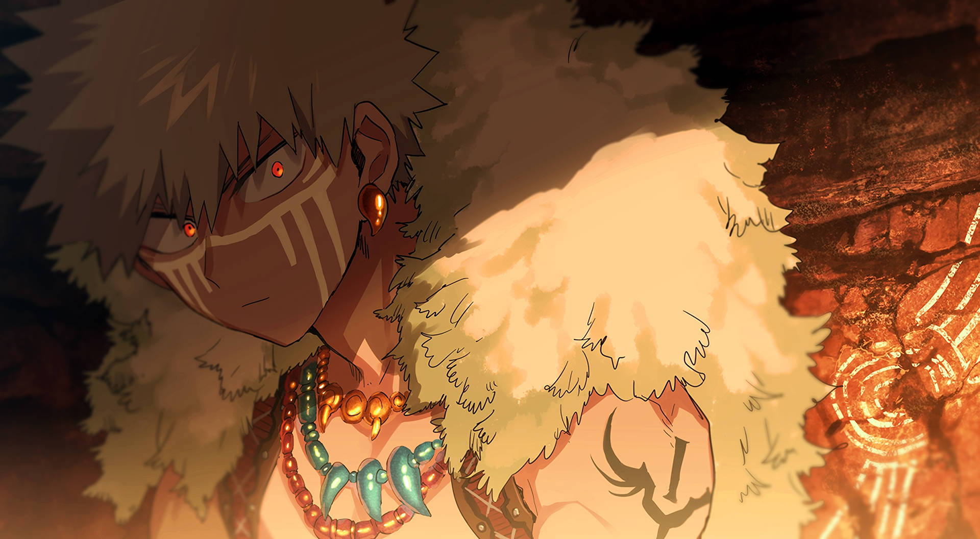 Bakugo, tribal markings, glowing red eyes, Full HD Desktop Wallpaper