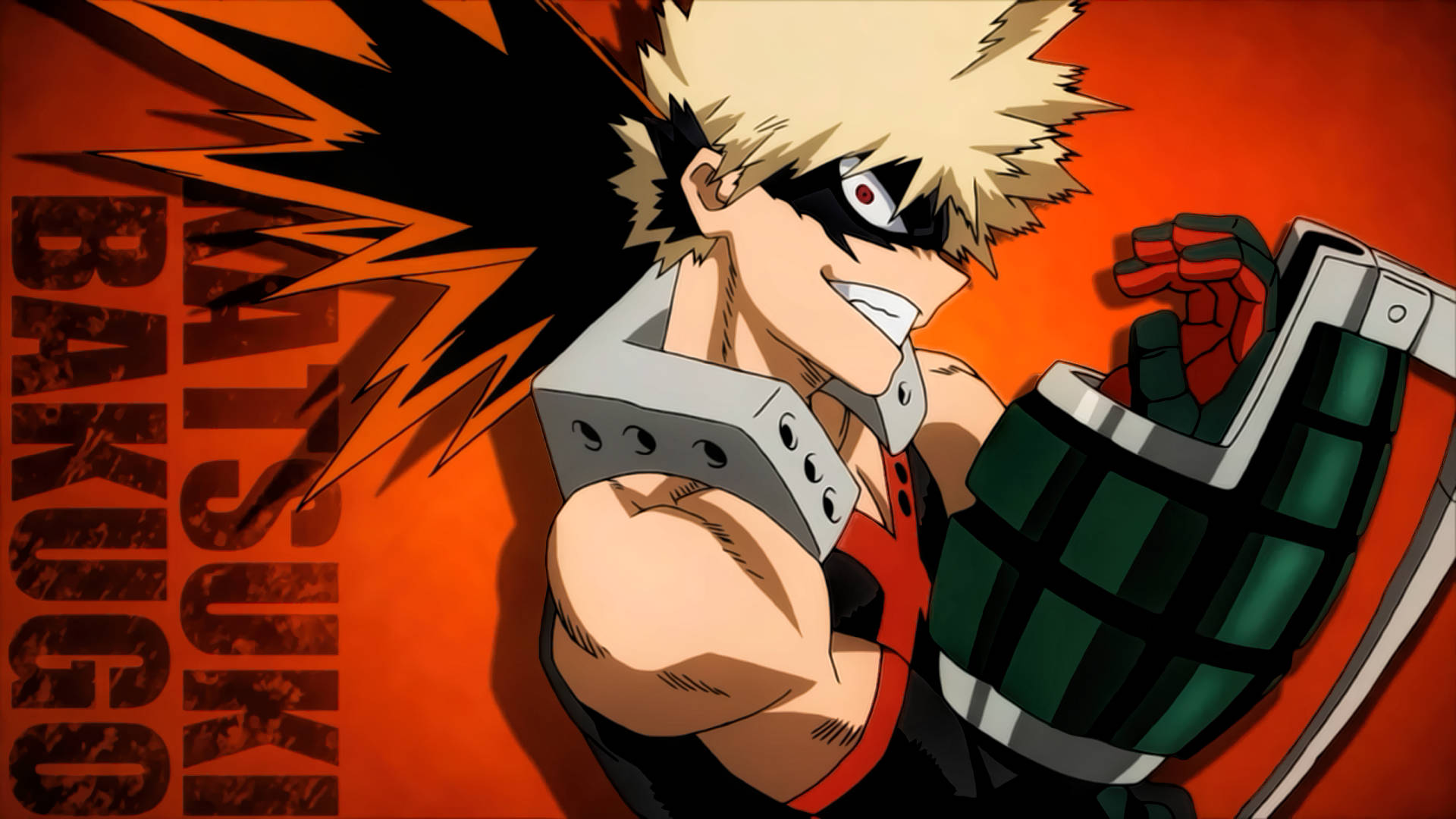 Bakugo, spiky blonde hair, eye patch, Full HD Desktop Wallpaper