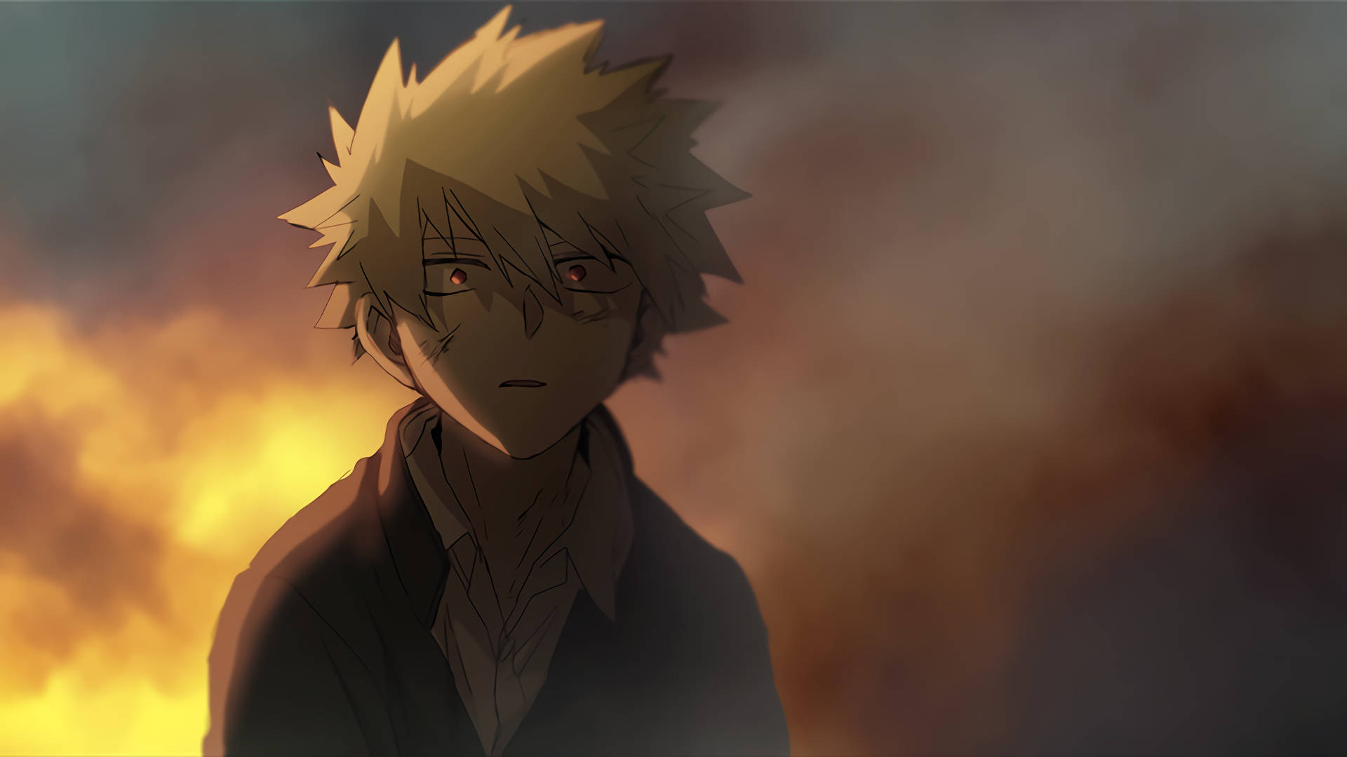 Bakugo, spiky blonde anime boy, red eyes, Full HD Desktop Wallpaper