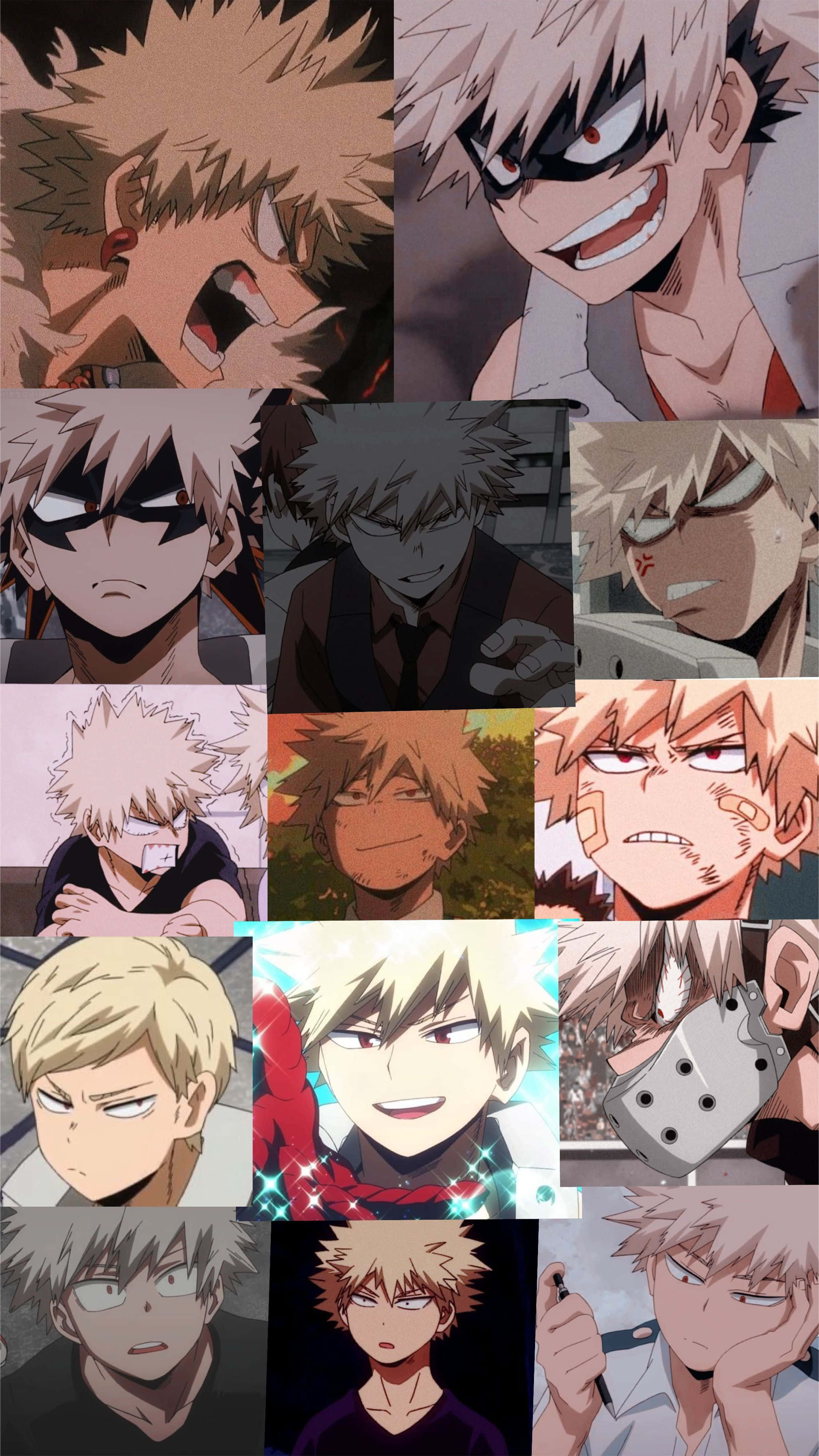 Bakugo, anime character Bakugo, vibrant collage, 4K Phone Wallpaper