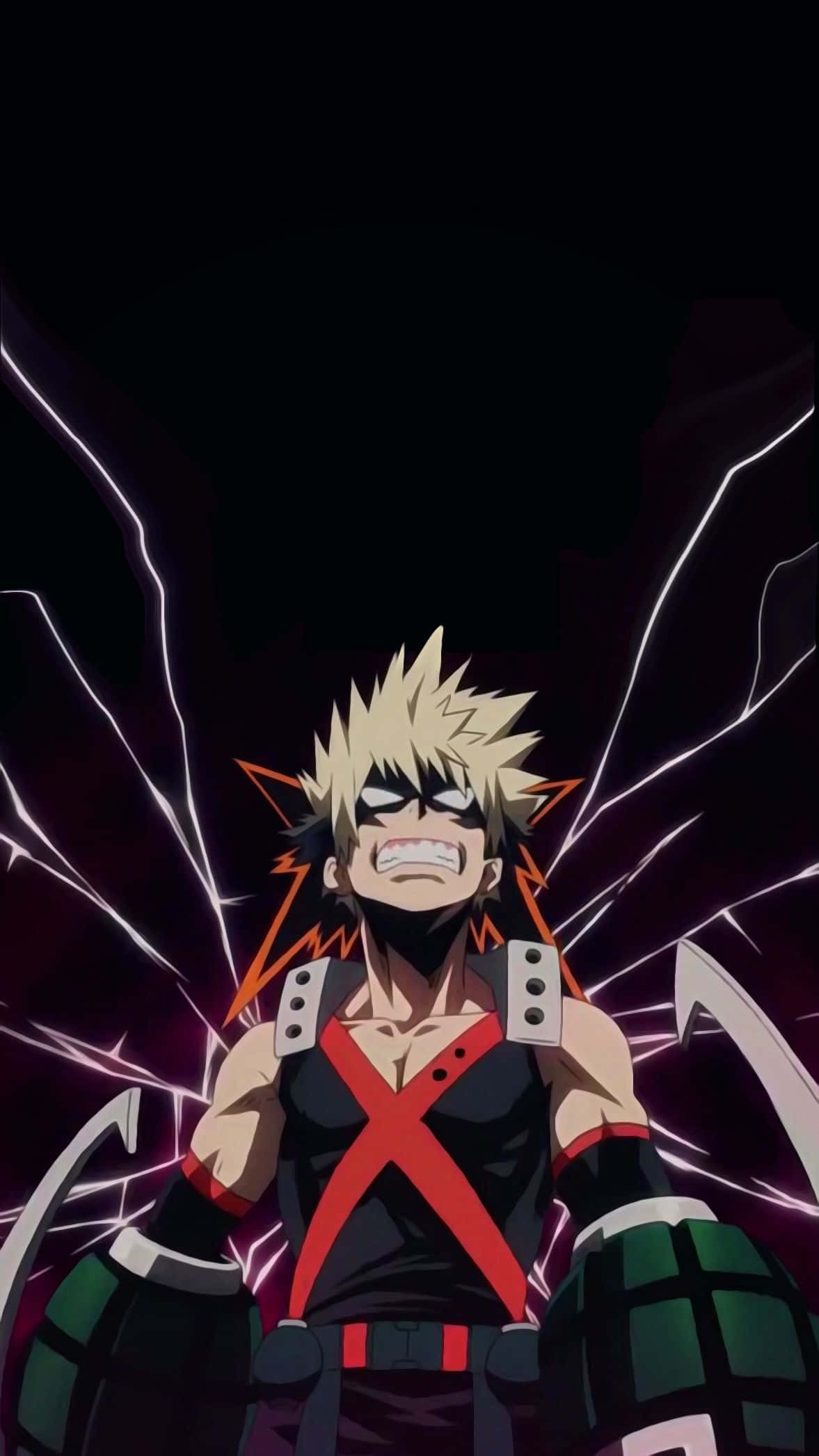 Bakugou, spiky blonde hair, red harness, Full HD Phone Wallpaper