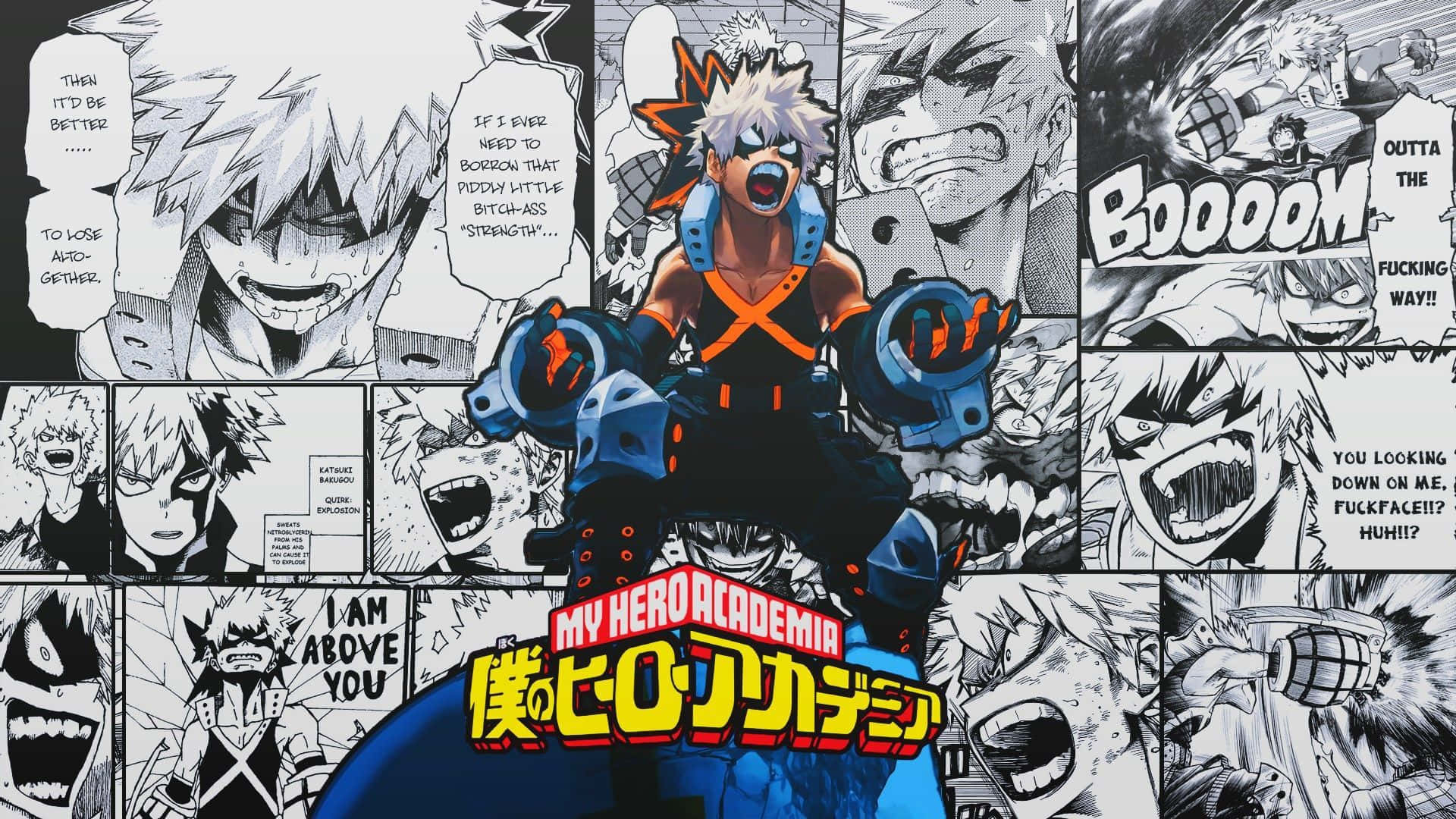 Bakugou Aesthetic, manga panel, spiky-haired hero, Full HD Desktop Wallpaper