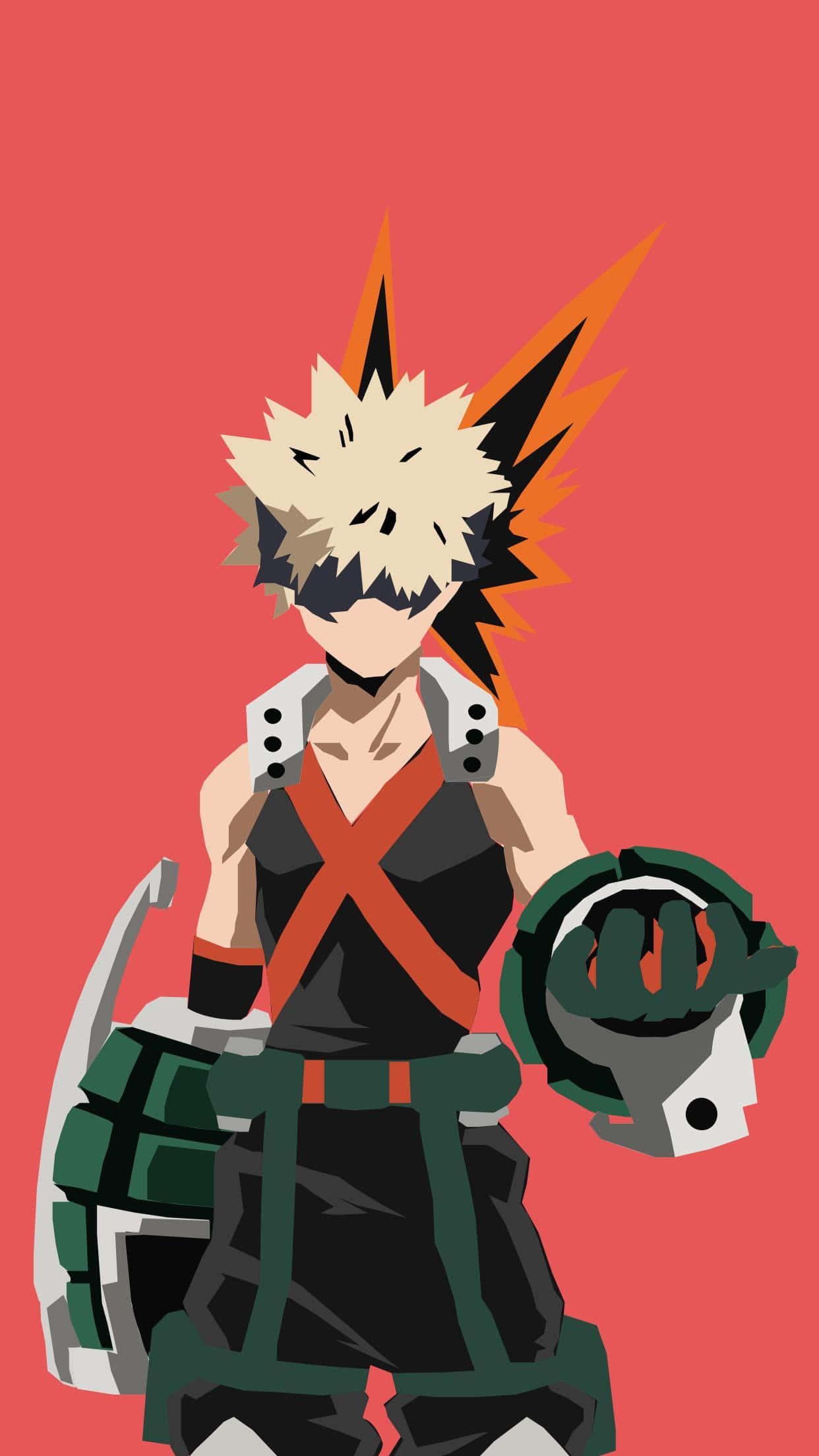Bakugou Aesthetic, spiky blonde hair, green gear, Full HD Phone Wallpaper