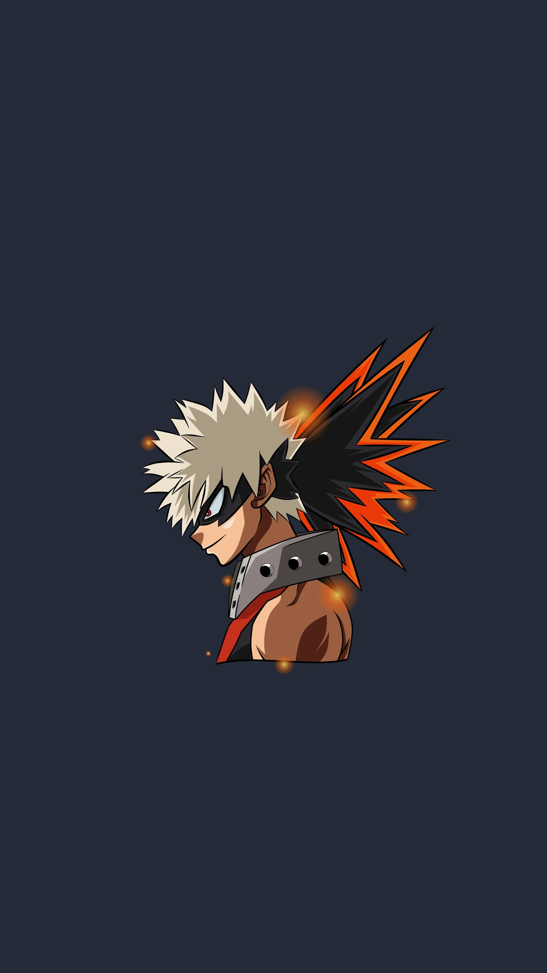 Bakugou, spiky white hair, orange lightning aura, 2K Phone Wallpaper