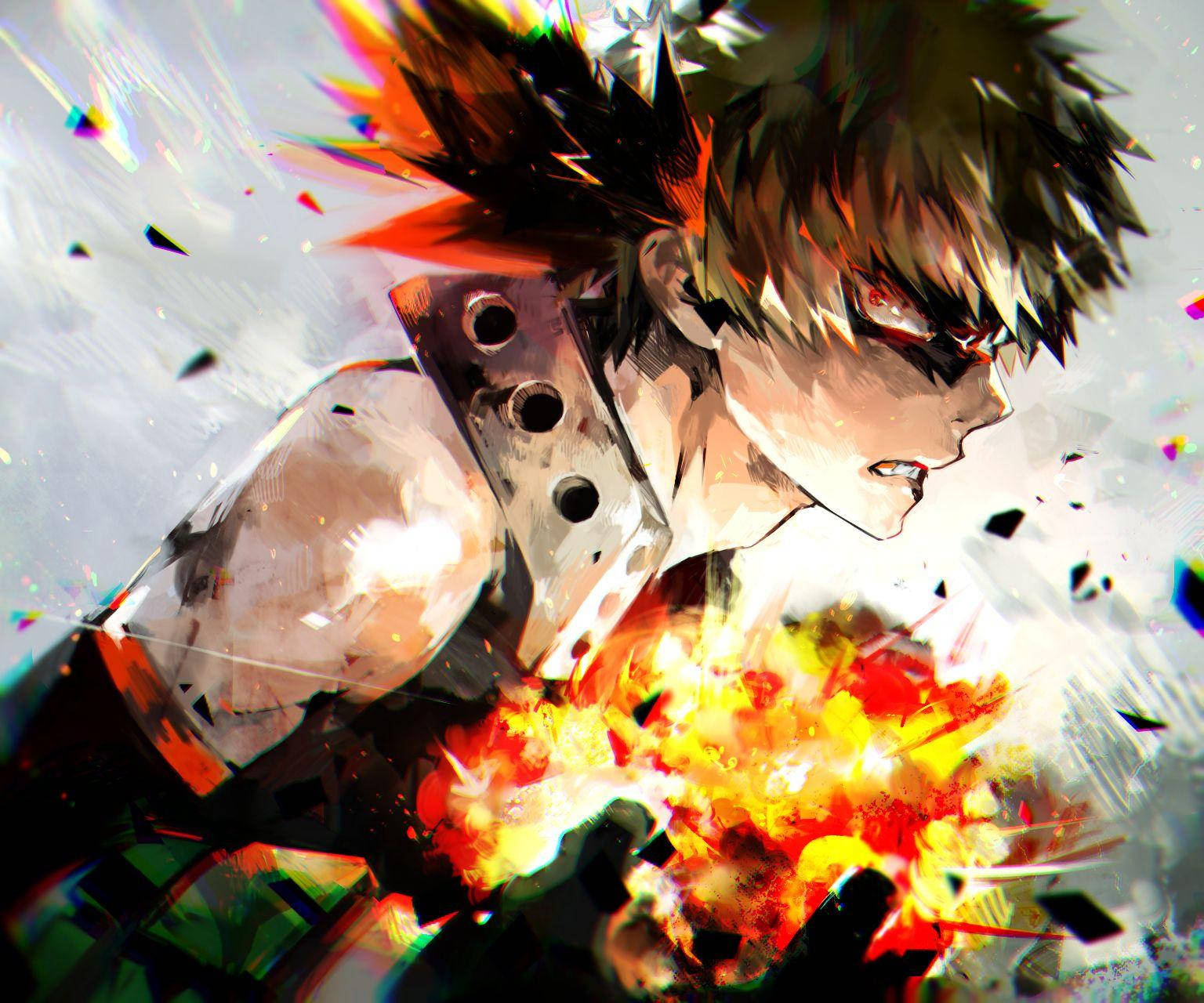 Bakugou, fire explosion, spiky hair, HD Desktop Wallpaper