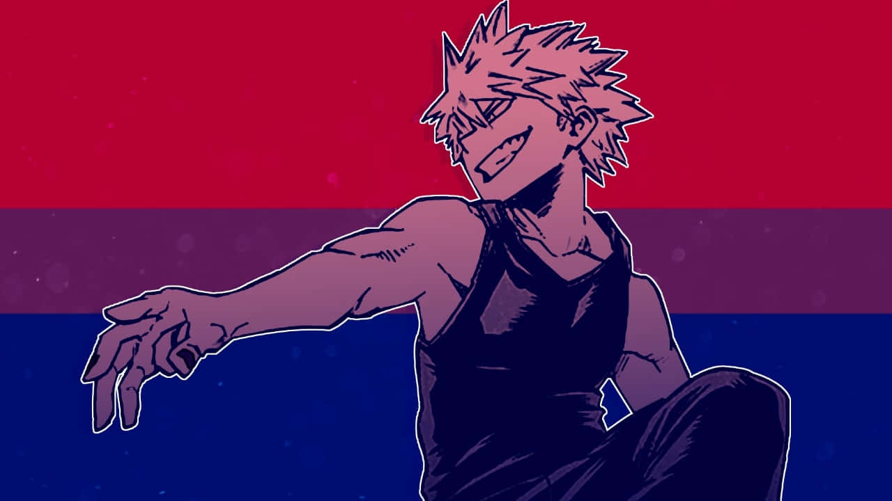 Bakugou Aesthetic, bisexual flag, spiky hair, HD Desktop Wallpaper