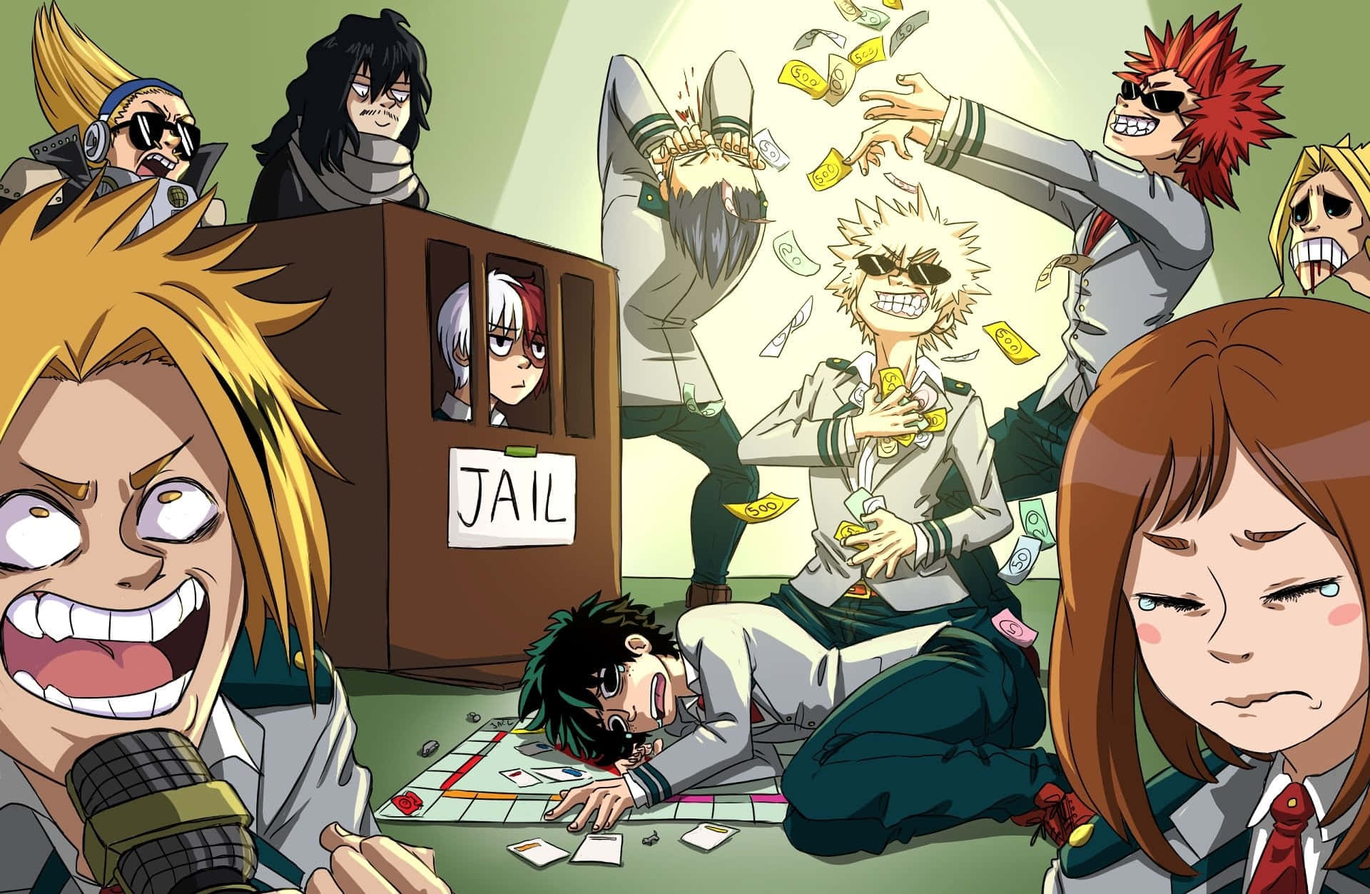 Bakugou Aesthetic, Anime characters, chaotic game scene, Full HD Desktop Wallpaper