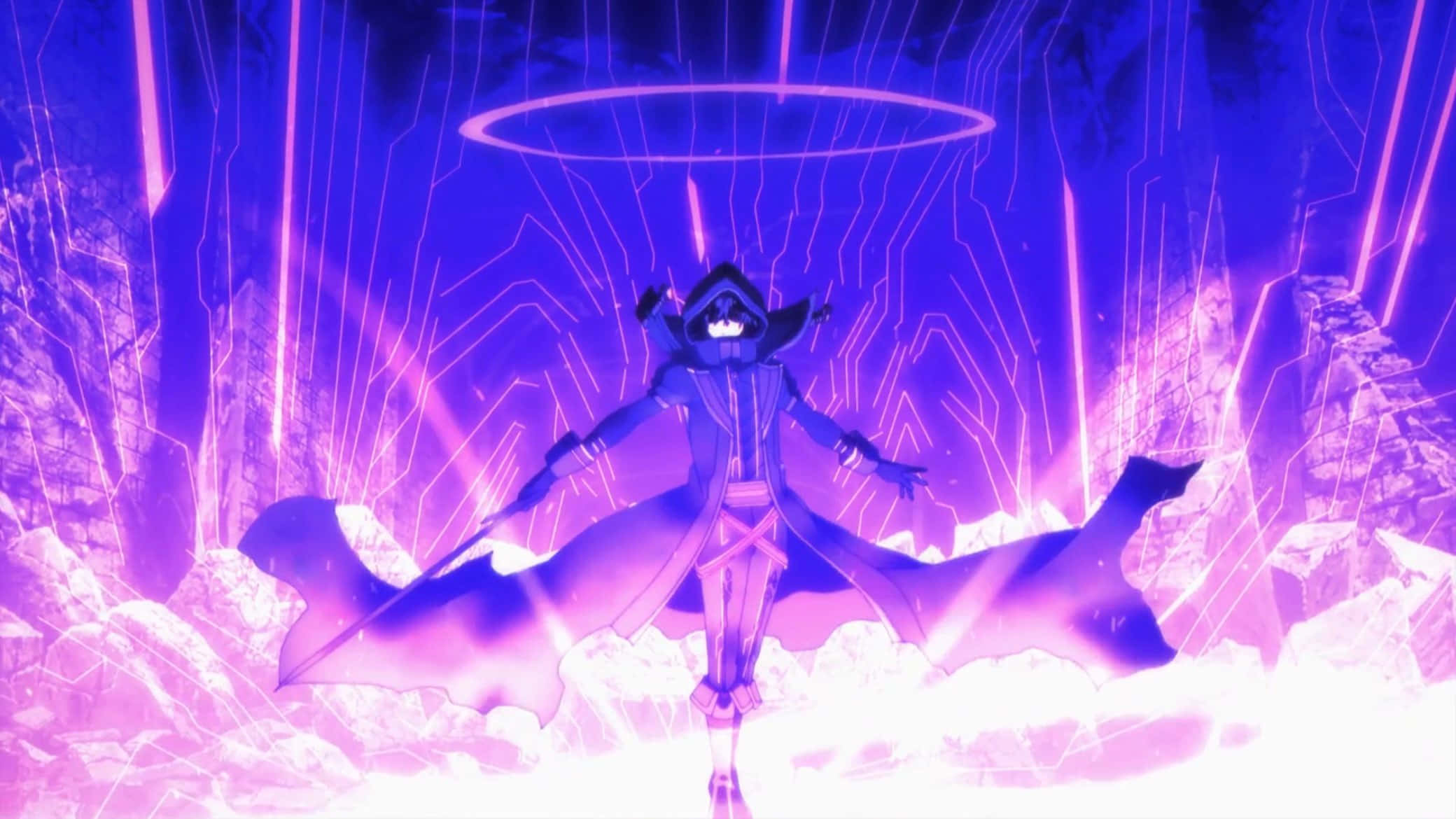 Bakugou, glowing purple eyes, neon purple energy beams, Full HD Desktop Wallpaper