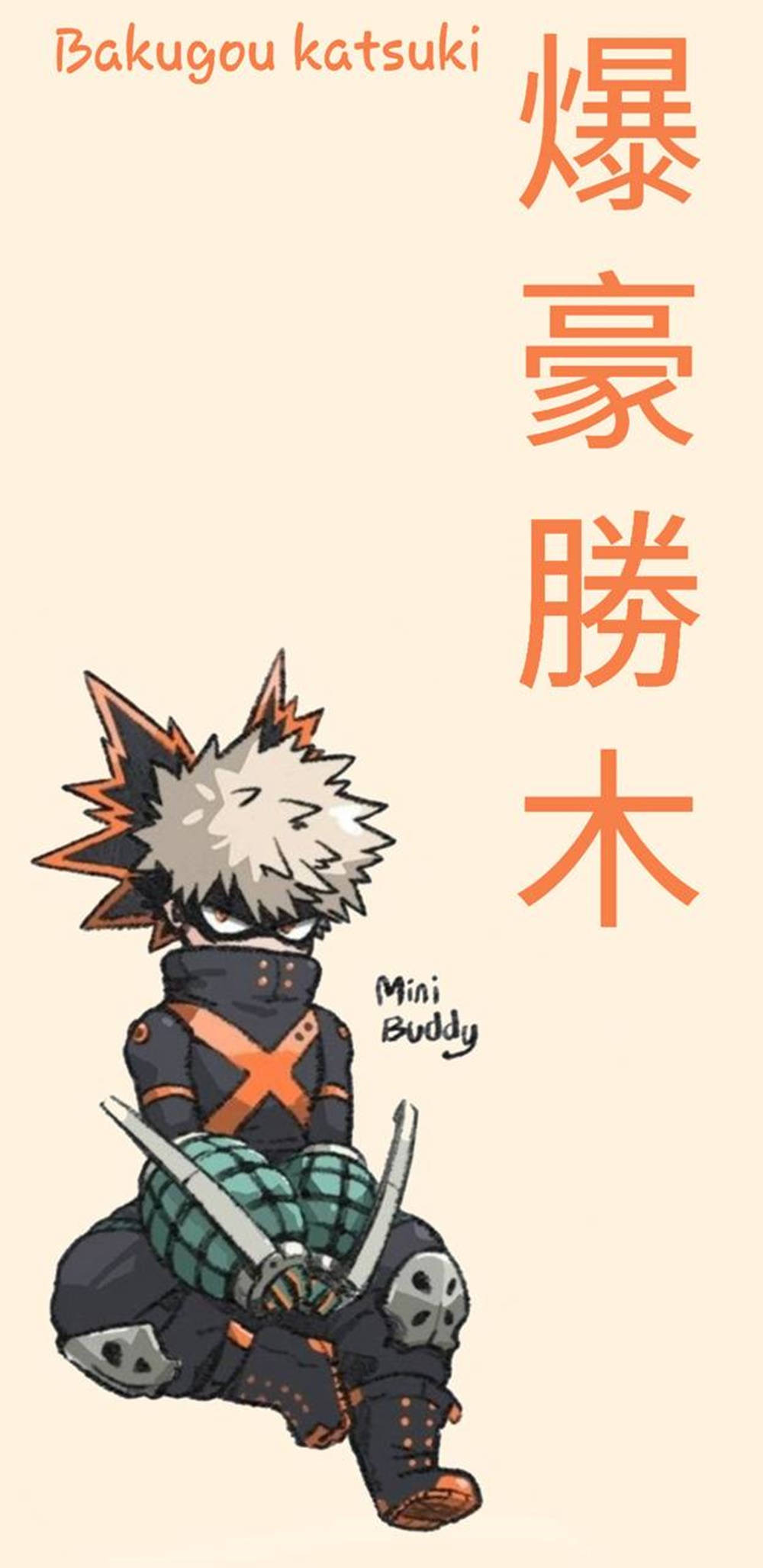 Bakugou, chibi anime character, spiky white and orange hair, Full HD Phone Wallpaper
