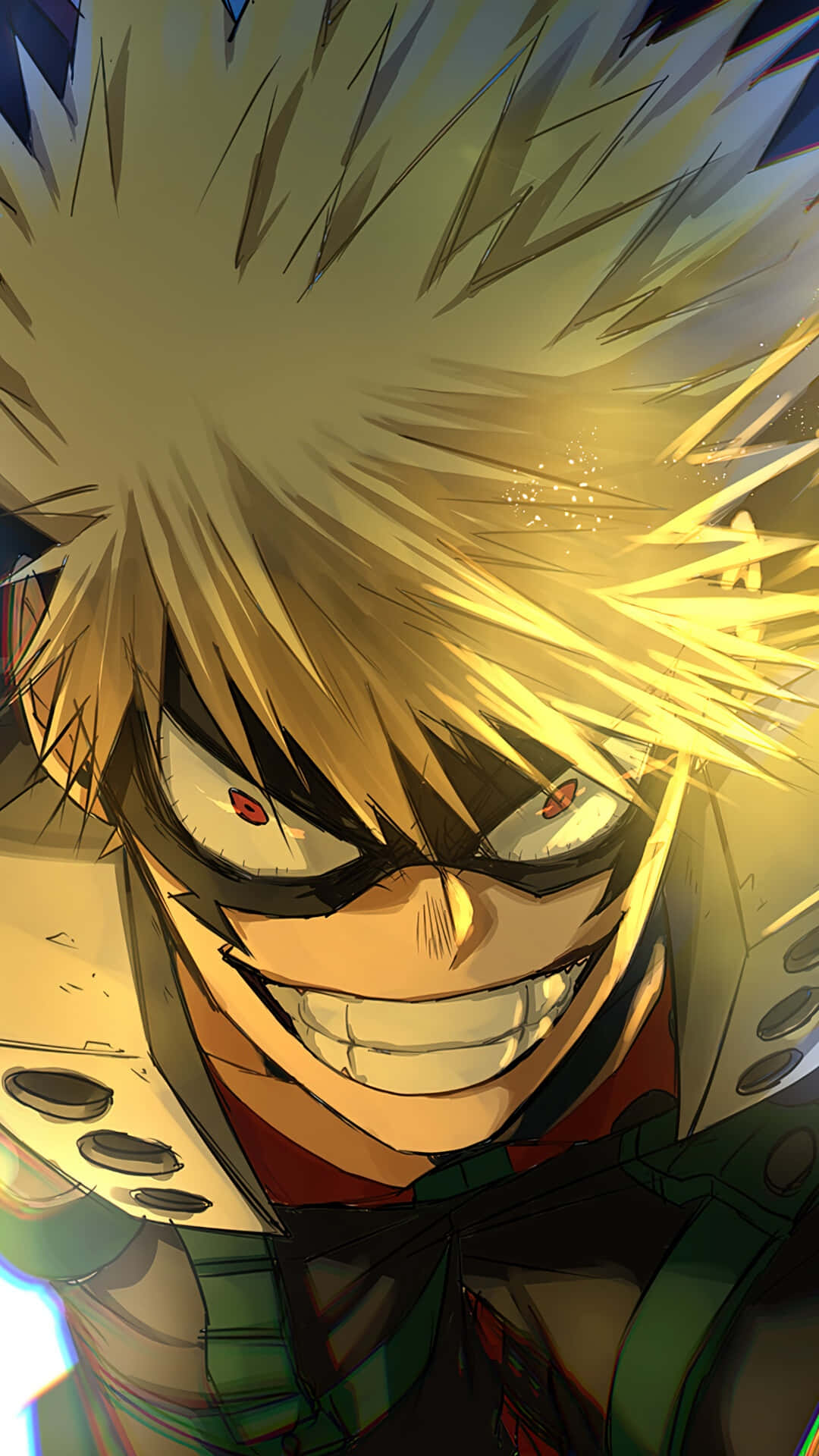 Bakugou, spiky-haired hero, glowing eyes, Full HD Phone Wallpaper