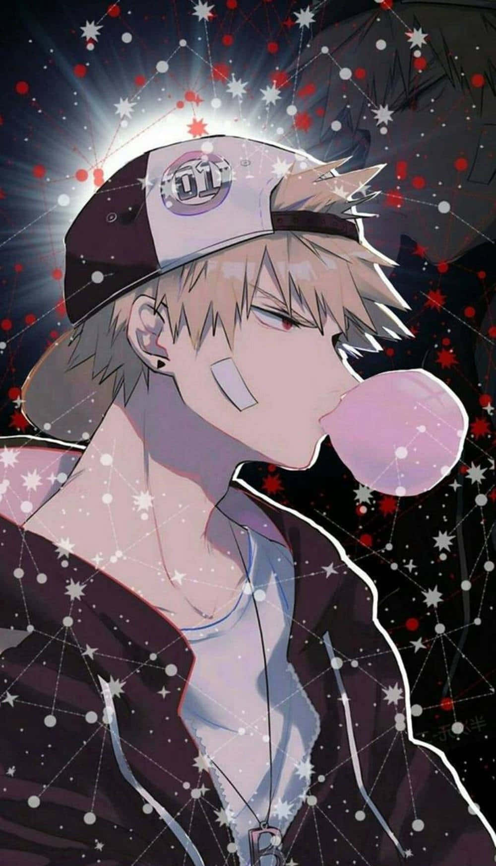 Bakugou, spiky hair, pink bubblegum, HD Phone Wallpaper