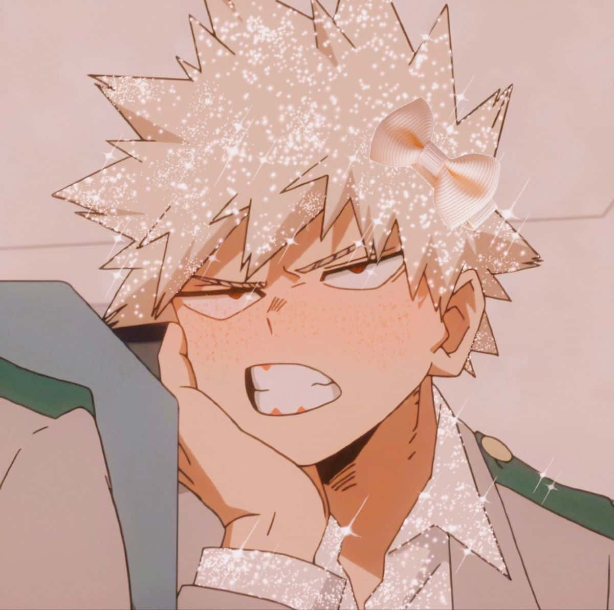 Bakugou, spiky blonde hair, bow, SD Desktop Wallpaper