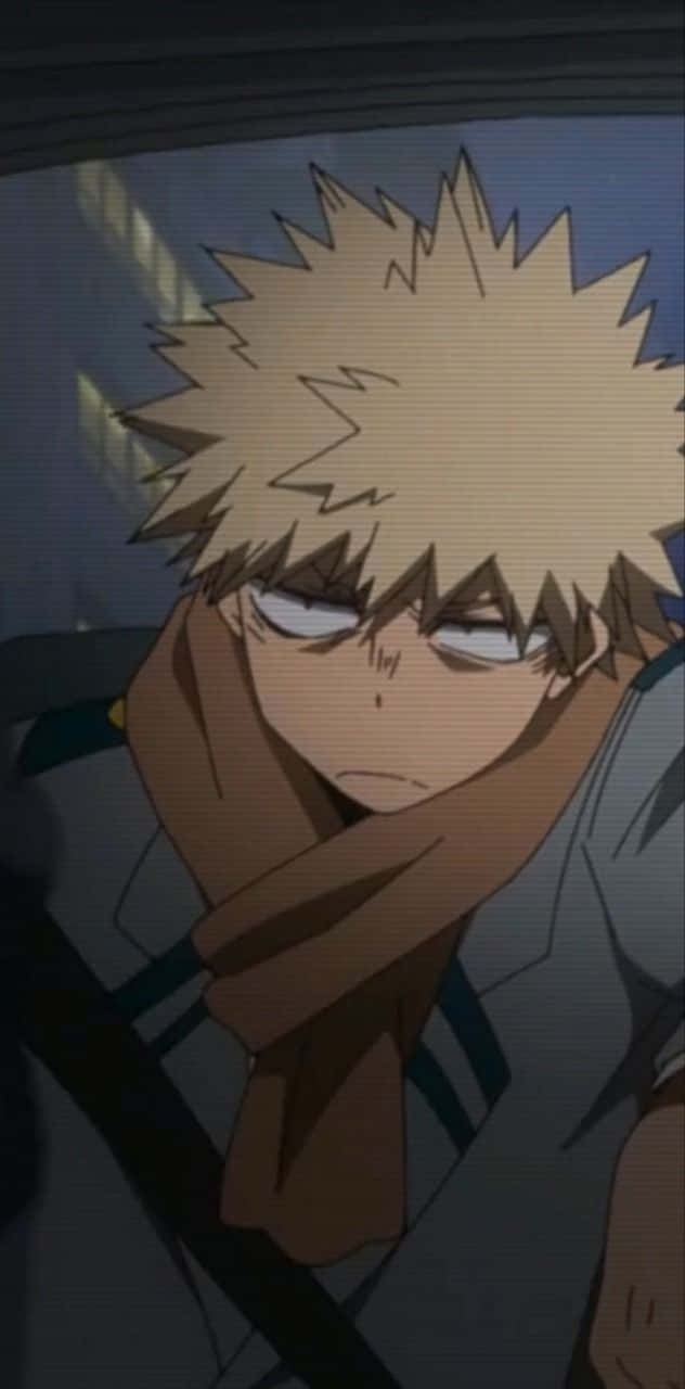 Bakugou, spiky-haired anime boy, tired eyes, HD Phone Wallpaper