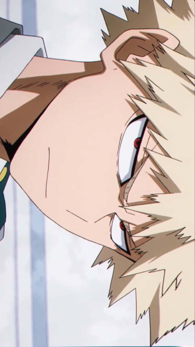 Bakugou, spiky blonde hair, intense red eyes, SD Phone Wallpaper