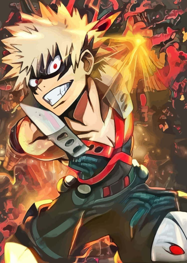 Bakugou, spiky blonde hair, red eyes, SD Phone Wallpaper