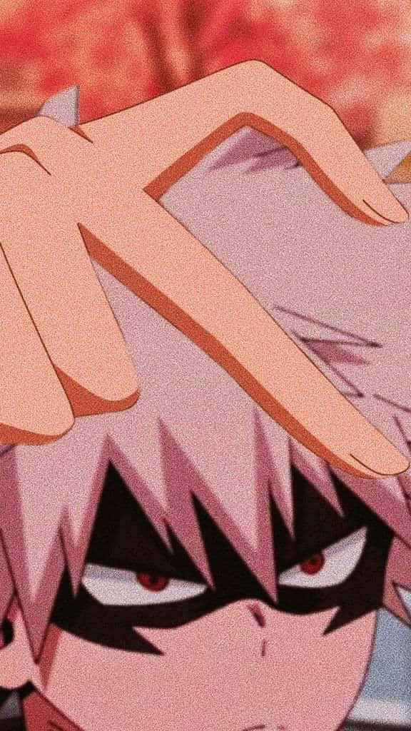 Bakugou, pink hair, red eyes, SD Phone Wallpaper