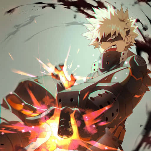 Bakugou, spiky blonde hair, fiery energy, SD Desktop Wallpaper