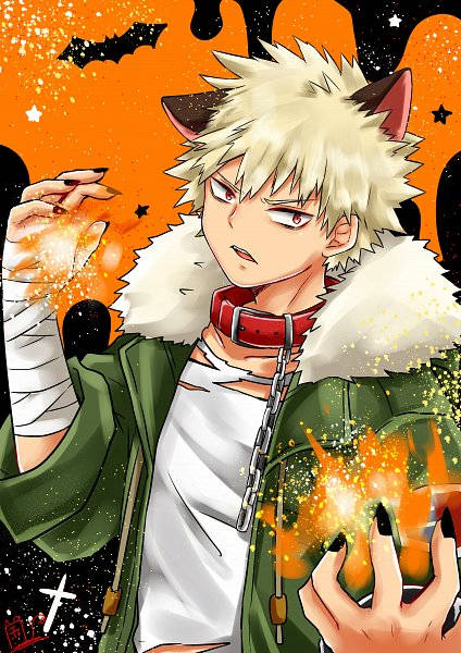 Bakugou, cat ears, spiky blonde hair, SD Phone Wallpaper
