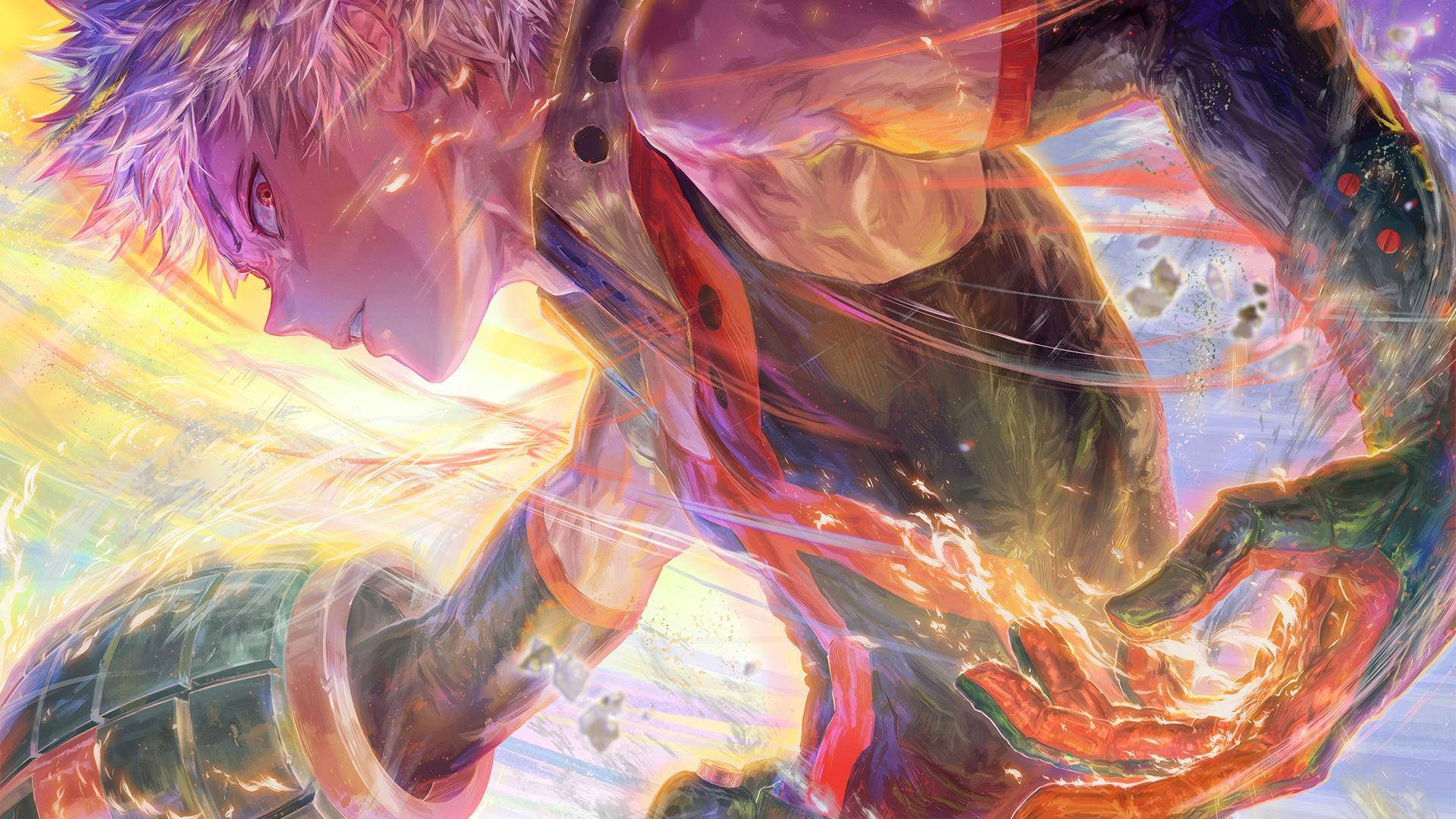 Bakugou, spiky hair, glowing energy, Full HD Desktop Wallpaper