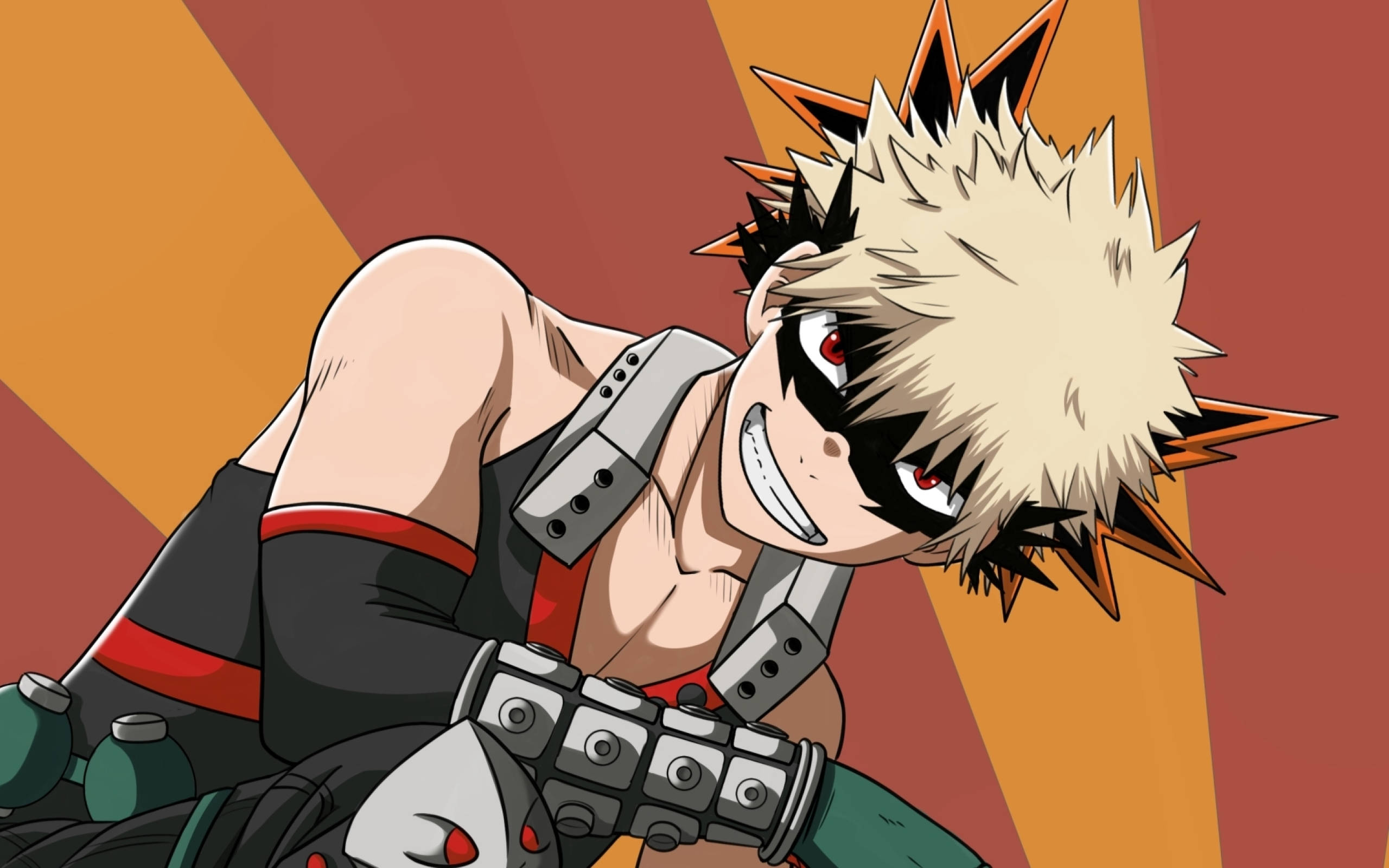Bakugou, spiky blonde hair, red eyes, 2K Desktop Wallpaper