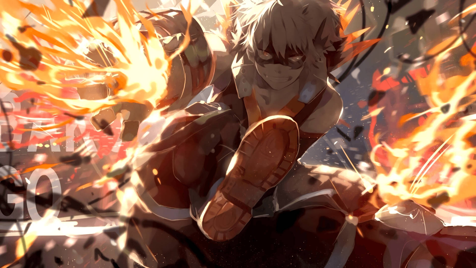 Bakugou, fiery energy, explosive flames, Full HD Desktop Wallpaper