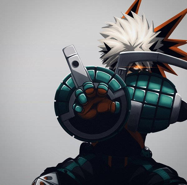 Bakugou, spiky white hair, orange accents, SD Desktop Wallpaper