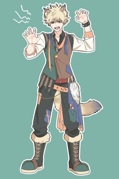 Bakugou, spiky blonde hair, wolf boy, SD Phone Wallpaper