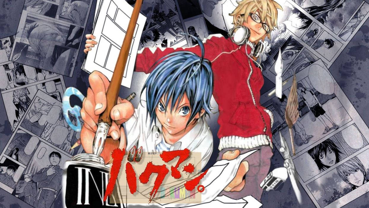 Bakuman, main characters, anime artists, SD Desktop Wallpaper