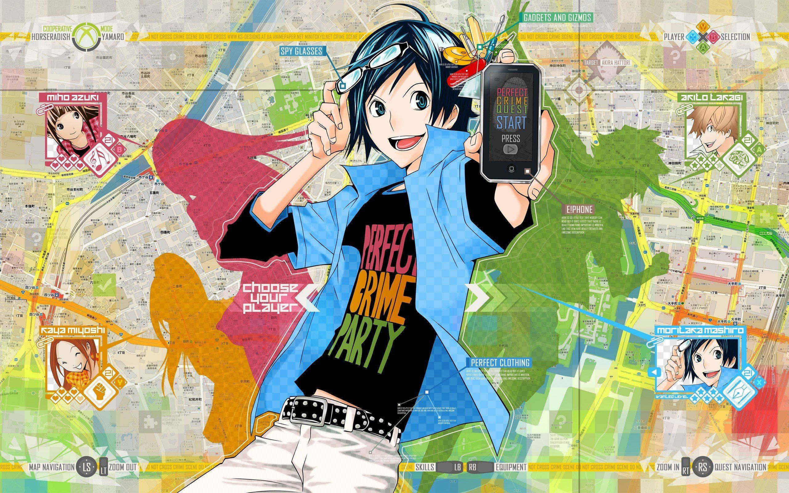 Bakuman, Moritaka Mashiro, blue hair, 2K Desktop Wallpaper