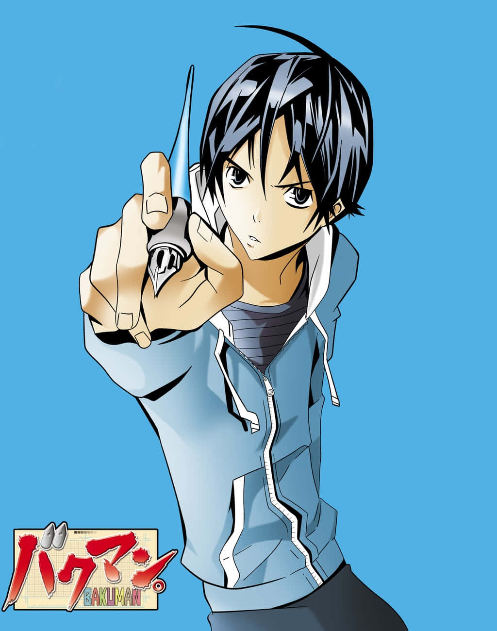 Moritaka Mashiro, Bakuman, blue hoodie, HD Phone Wallpaper