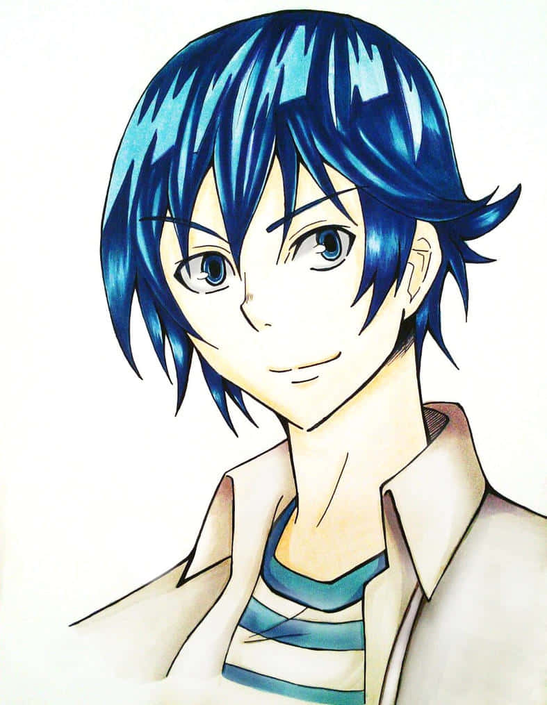 Bakuman, Moritaka Mashiro, spiky blue hair, SD Phone Wallpaper