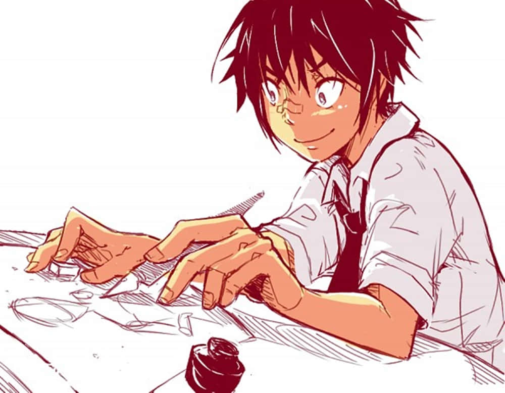 Moritaka Mashiro, Bakuman, spiky dark hair, SD Desktop Wallpaper