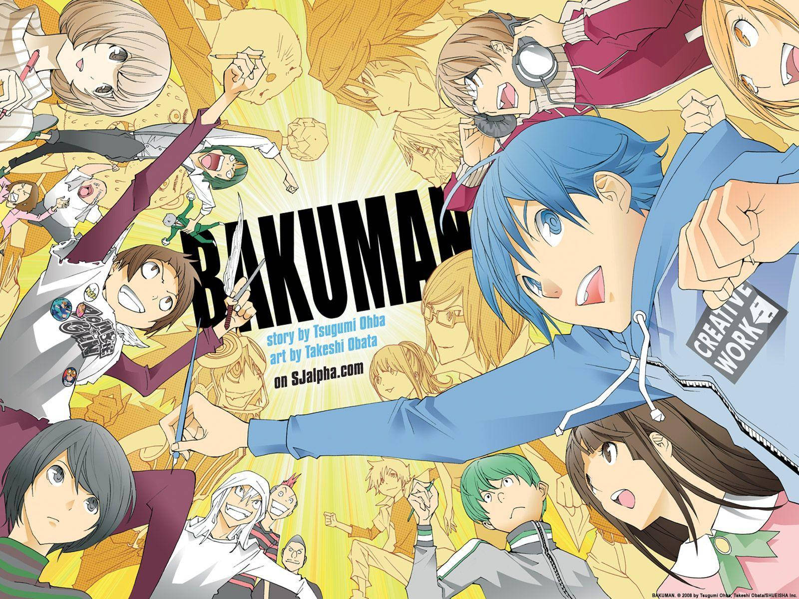 Bakuman, golden background, BAKUMAN title, HD Desktop Wallpaper