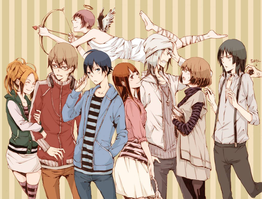 Bakuman, cupid, striped wallpaper, SD Desktop Wallpaper