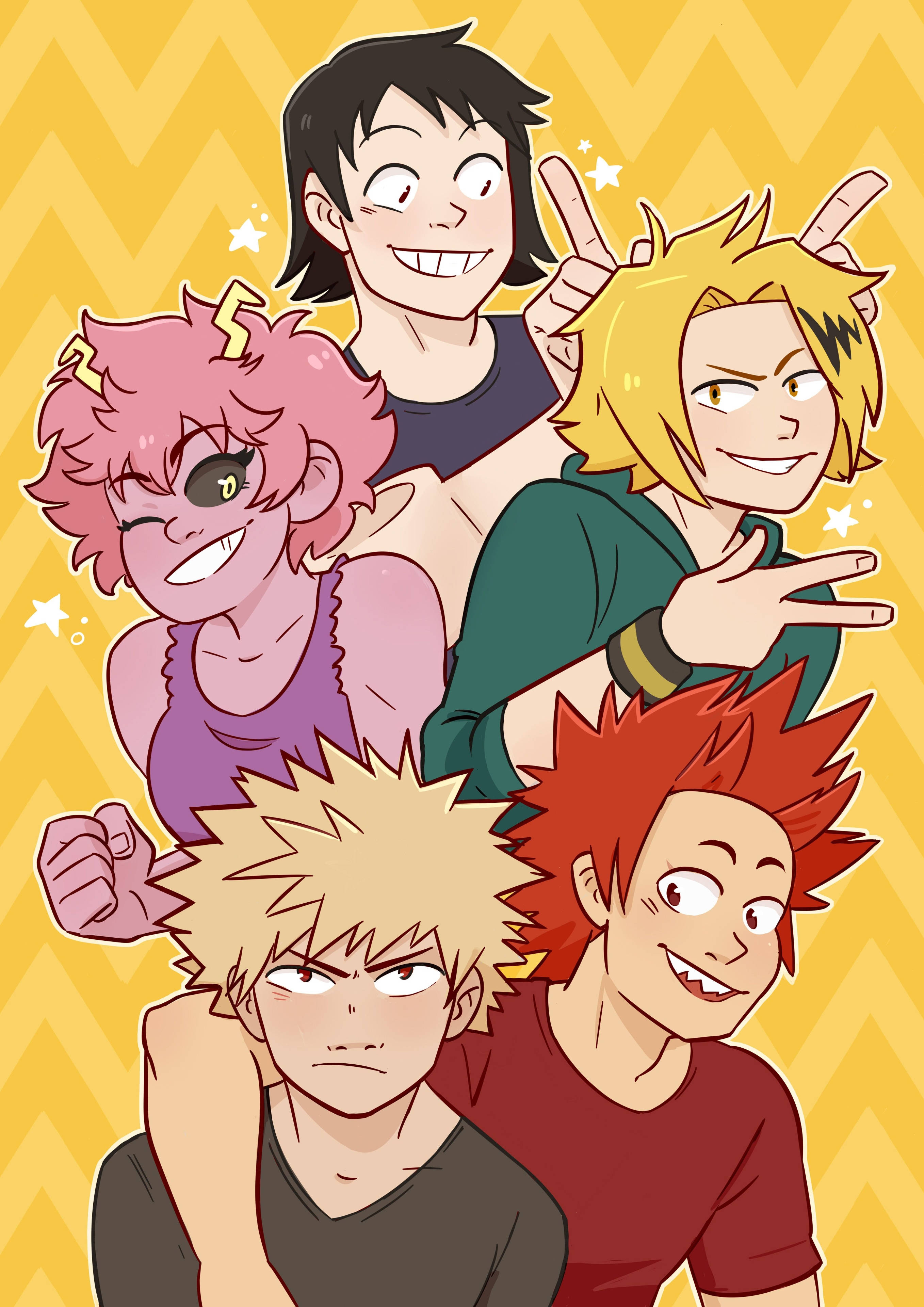 Bakusquad, spiky hair, expressive faces, 4K Phone Wallpaper