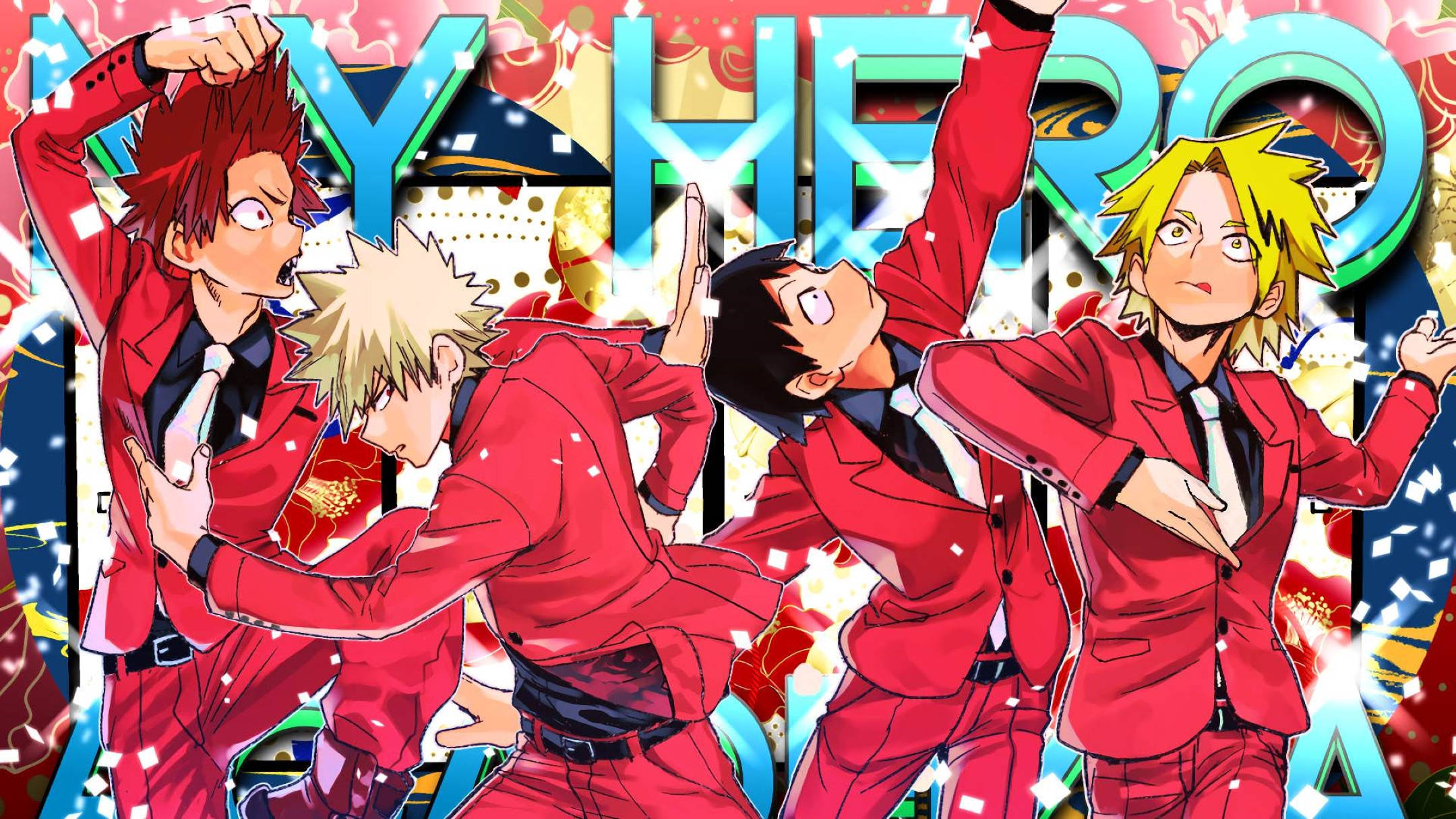Bakusquad, red suits, anime heroes, Full HD Desktop Wallpaper