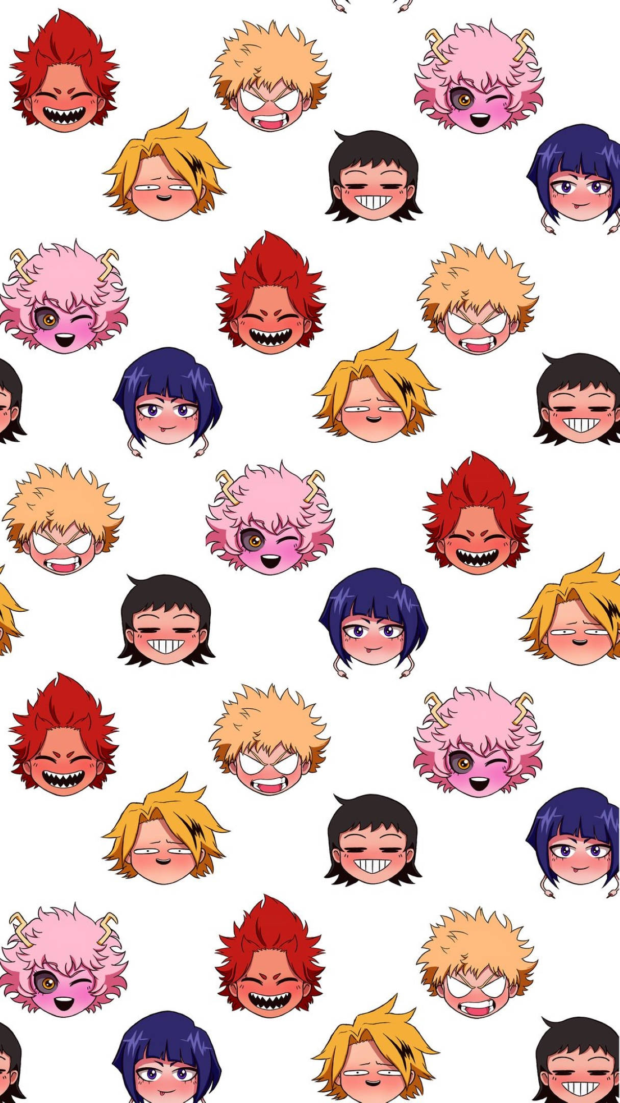 Bakusquad, chibi-style anime character heads, varied expressions, Full HD Phone Wallpaper