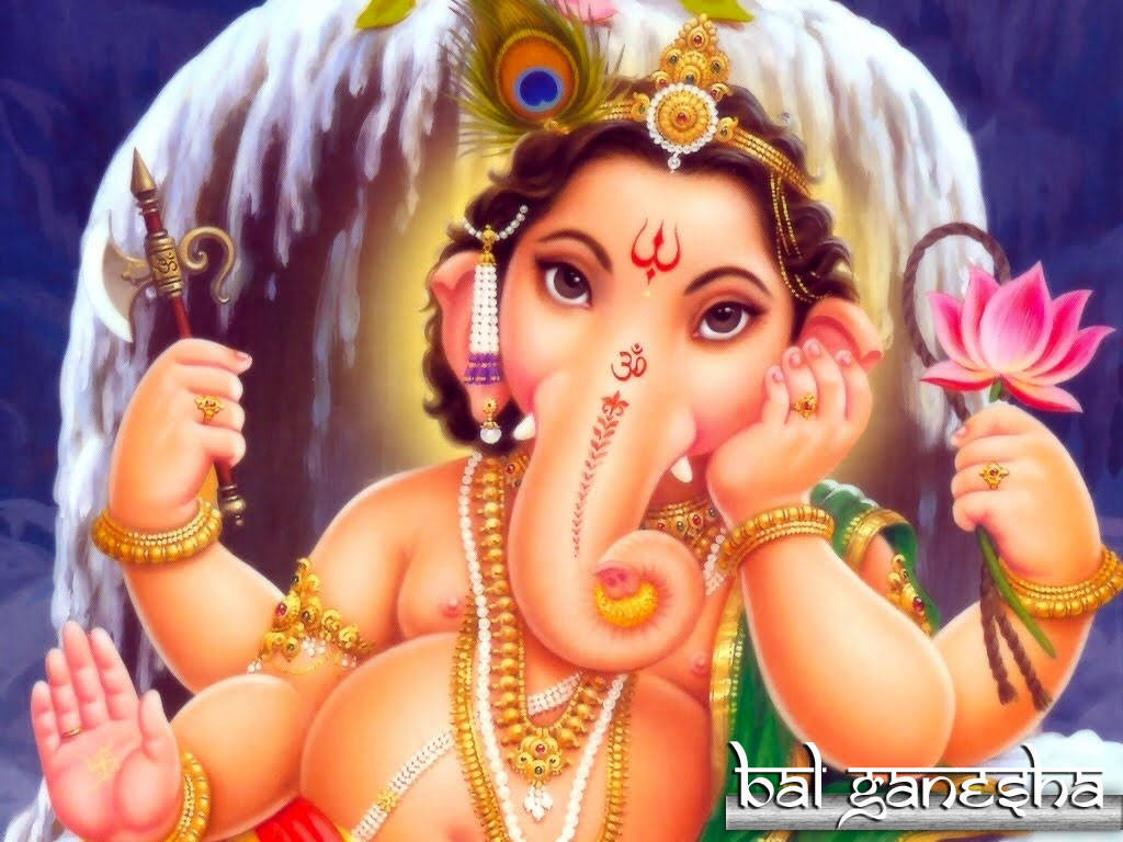 Bal Ganesh, baby Ganesha, gold jewelry, SD Desktop Wallpaper