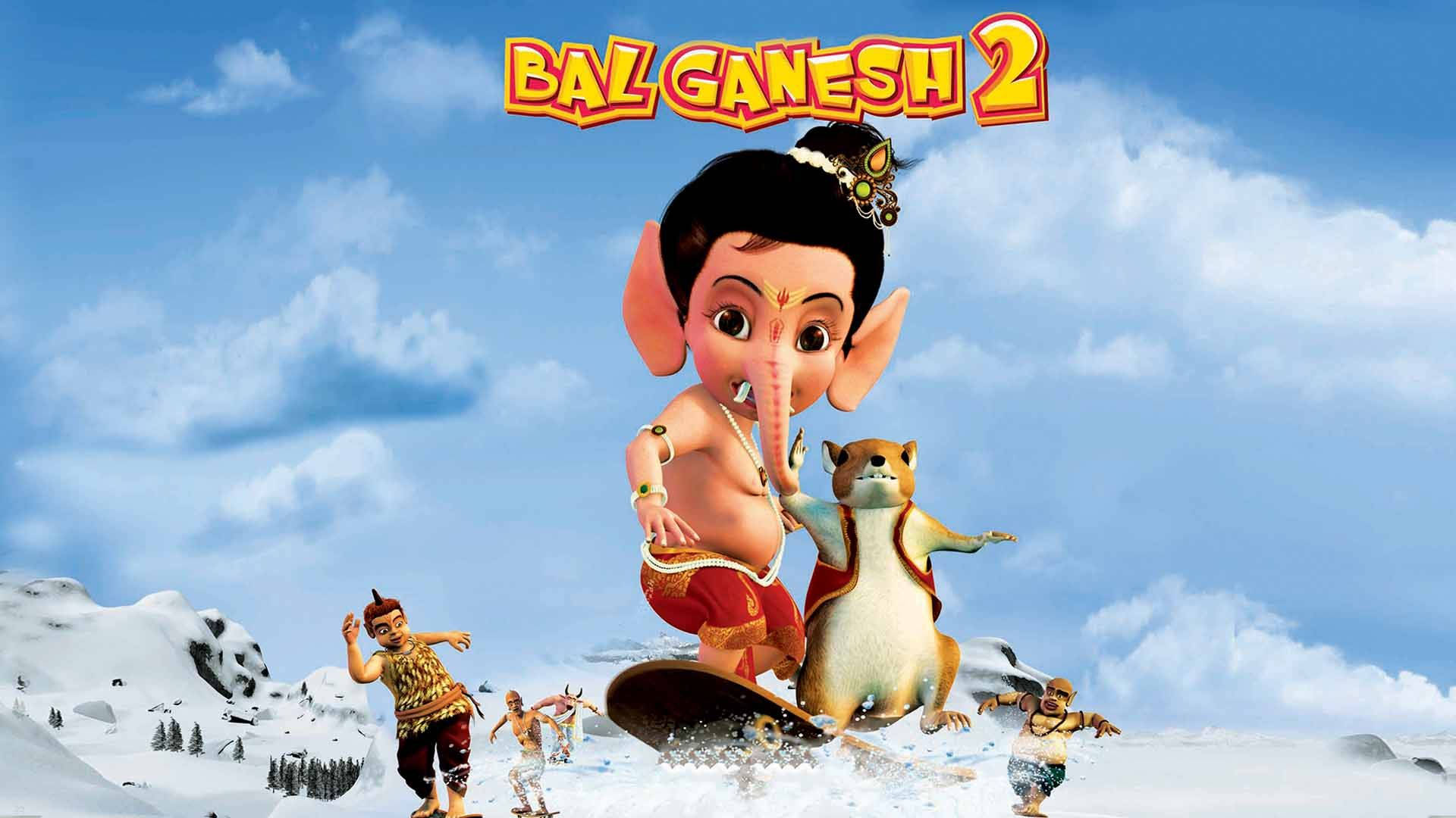 Bal Ganesh, mouse, snowboarding, Full HD Desktop Wallpaper