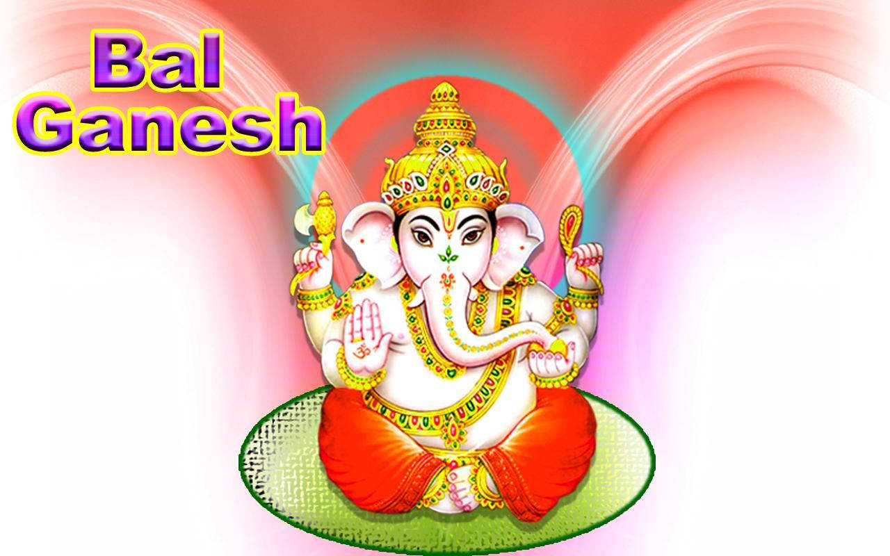 Bal Ganesh, green mat, radiant pink and blue swirls, HD Desktop Wallpaper