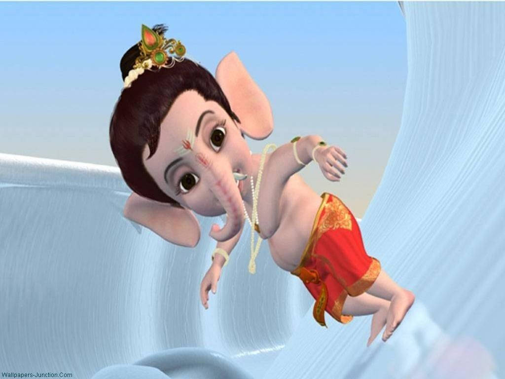 Bal Ganesh, baby elephant god Ganesha, red shorts, SD Desktop Wallpaper